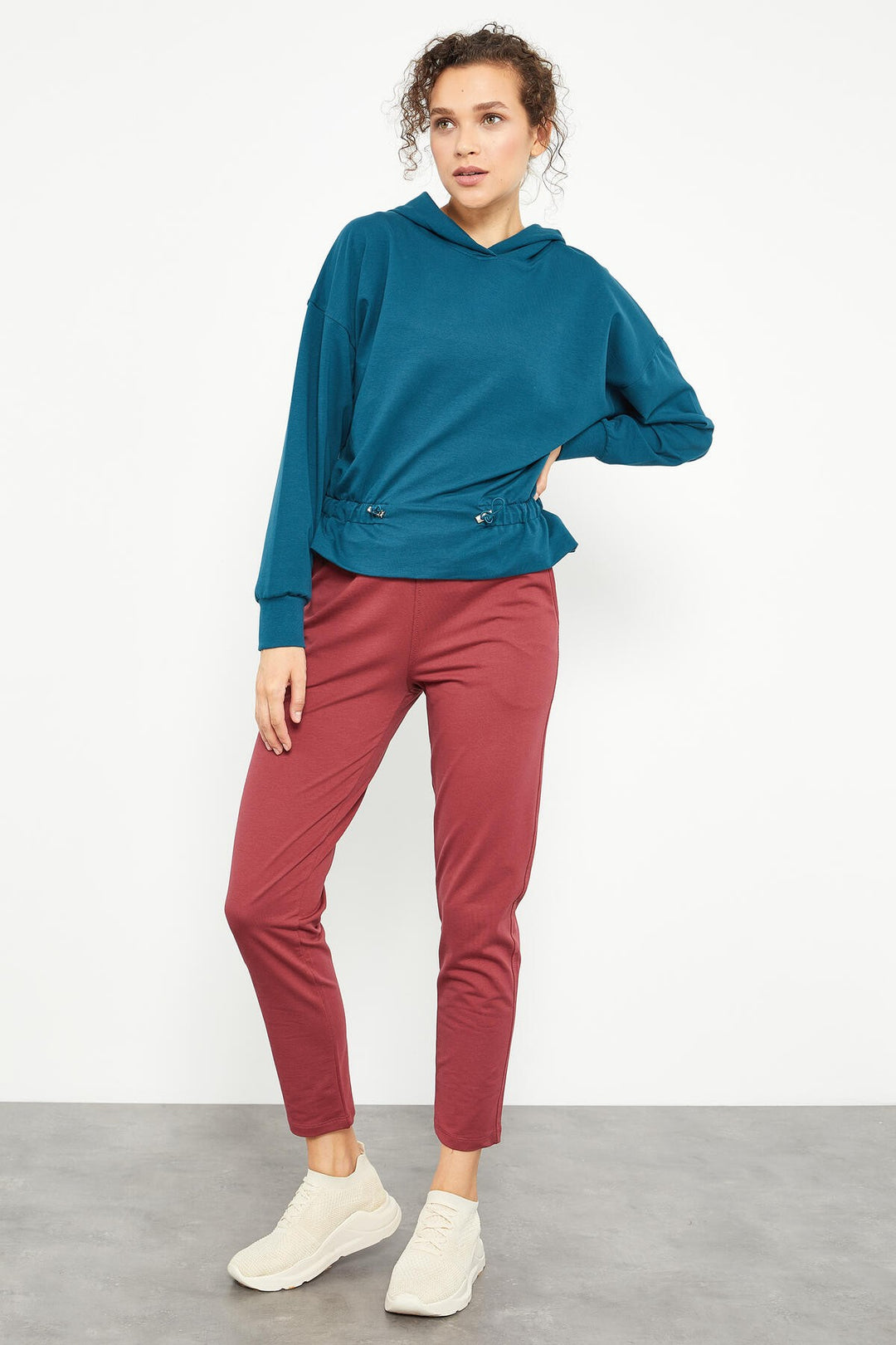 TMY Emerald Green Ruched Hooded Women's Oversized Sweatshirt - 97159 - Accrington