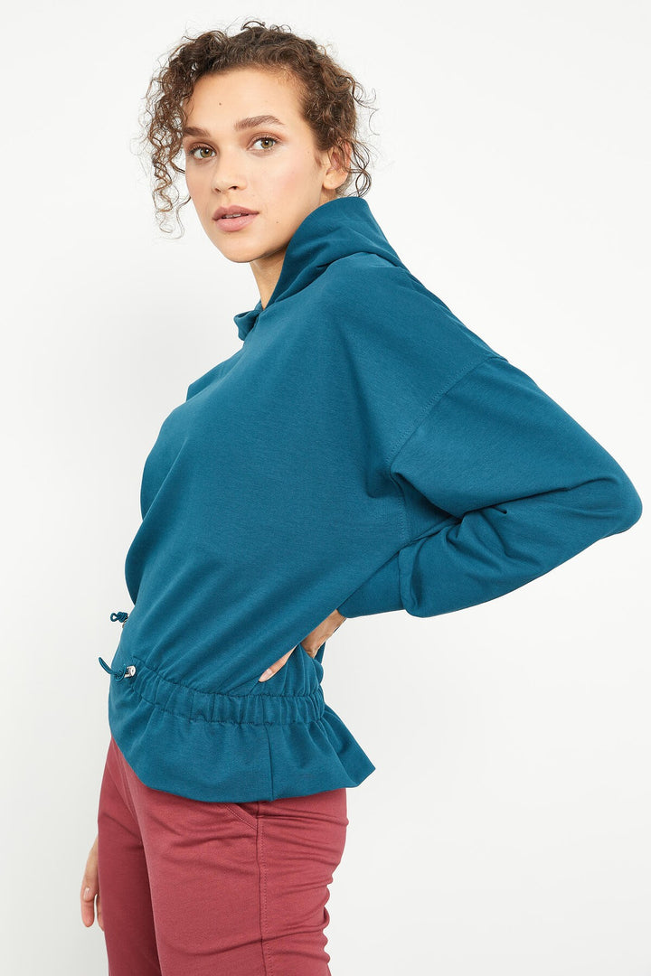 TMY Emerald Green Ruched Hooded Women's Oversized Sweatshirt - 97159 - Accrington