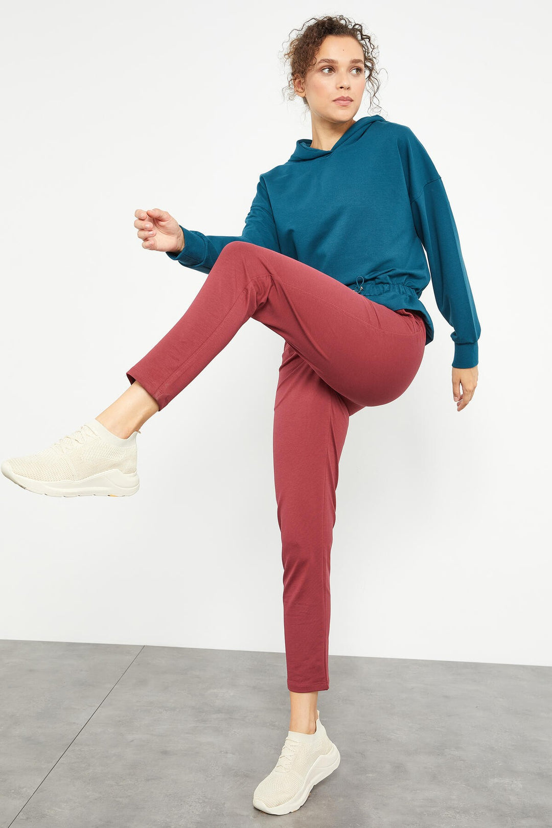 TMY Emerald Green Ruched Hooded Women's Oversized Sweatshirt - 97159 - Accrington