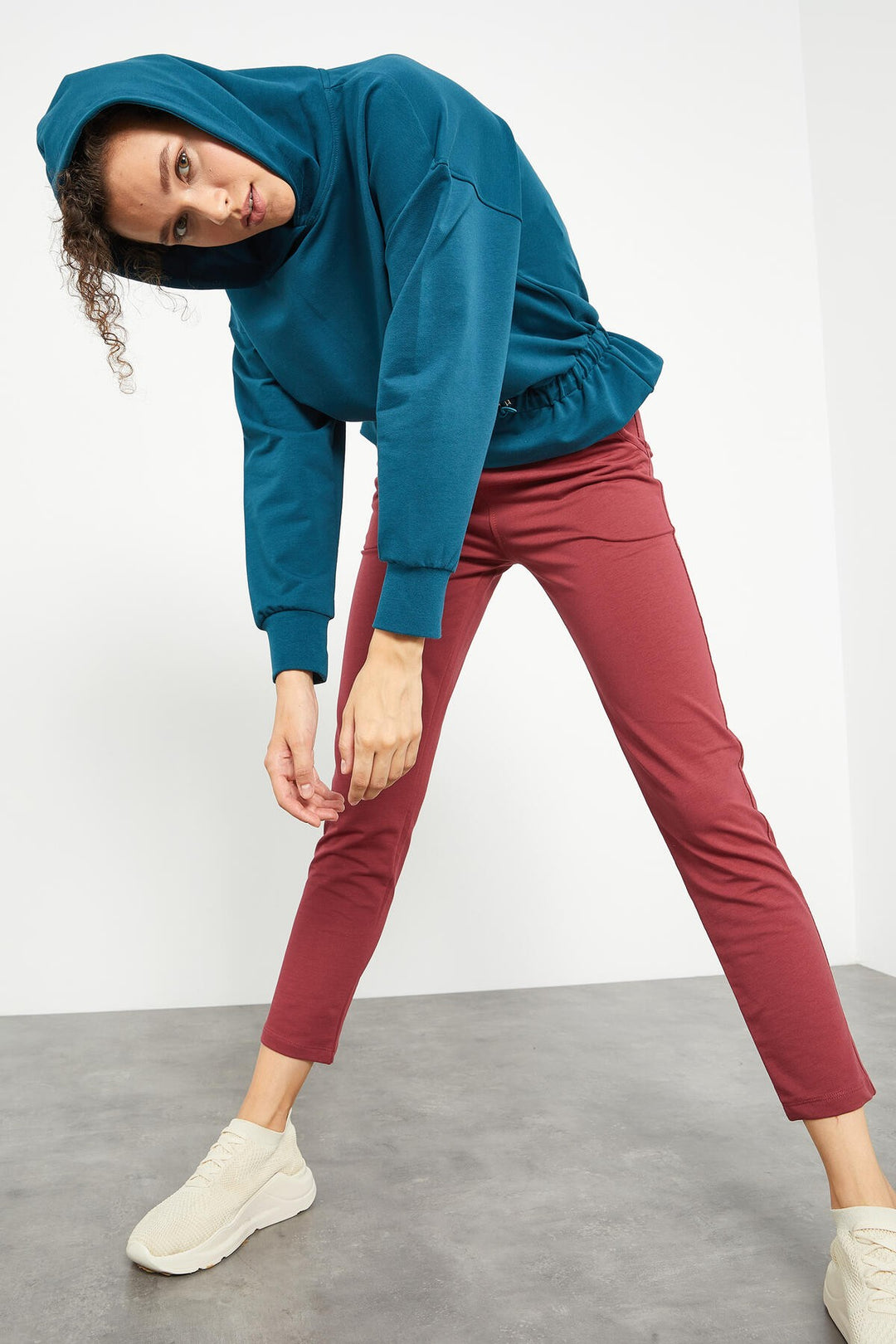 TMY Emerald Green Ruched Hooded Women's Oversized Sweatshirt - 97159 - Accrington