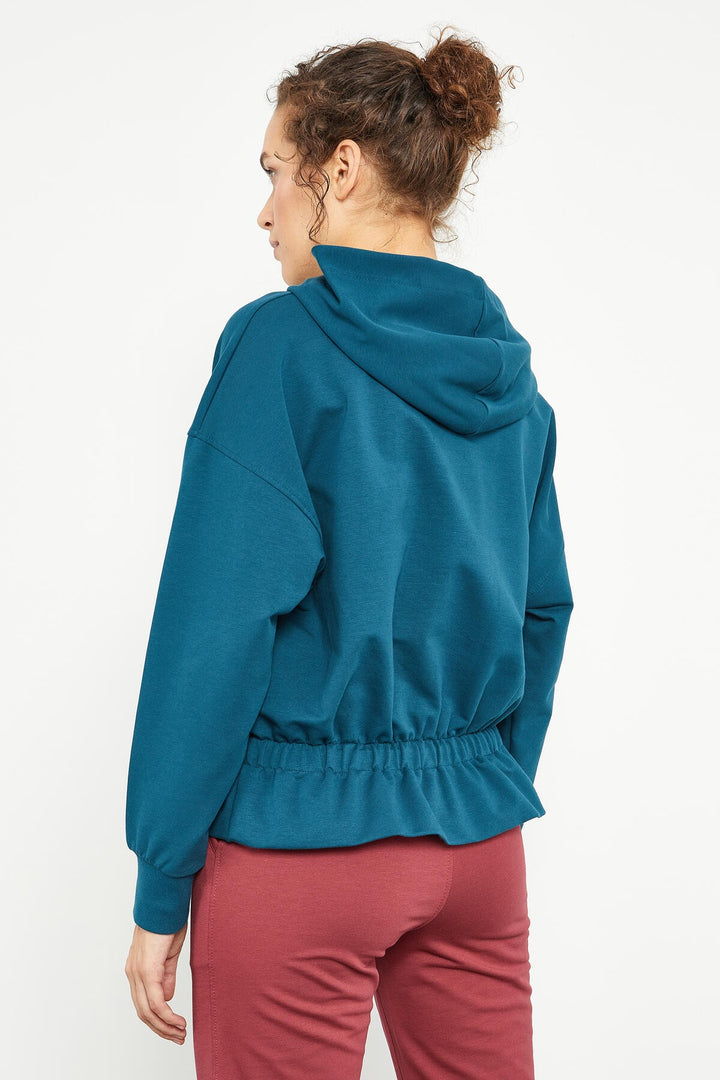TMY Emerald Green Ruched Hooded Women's Oversized Sweatshirt - 97159 - Accrington