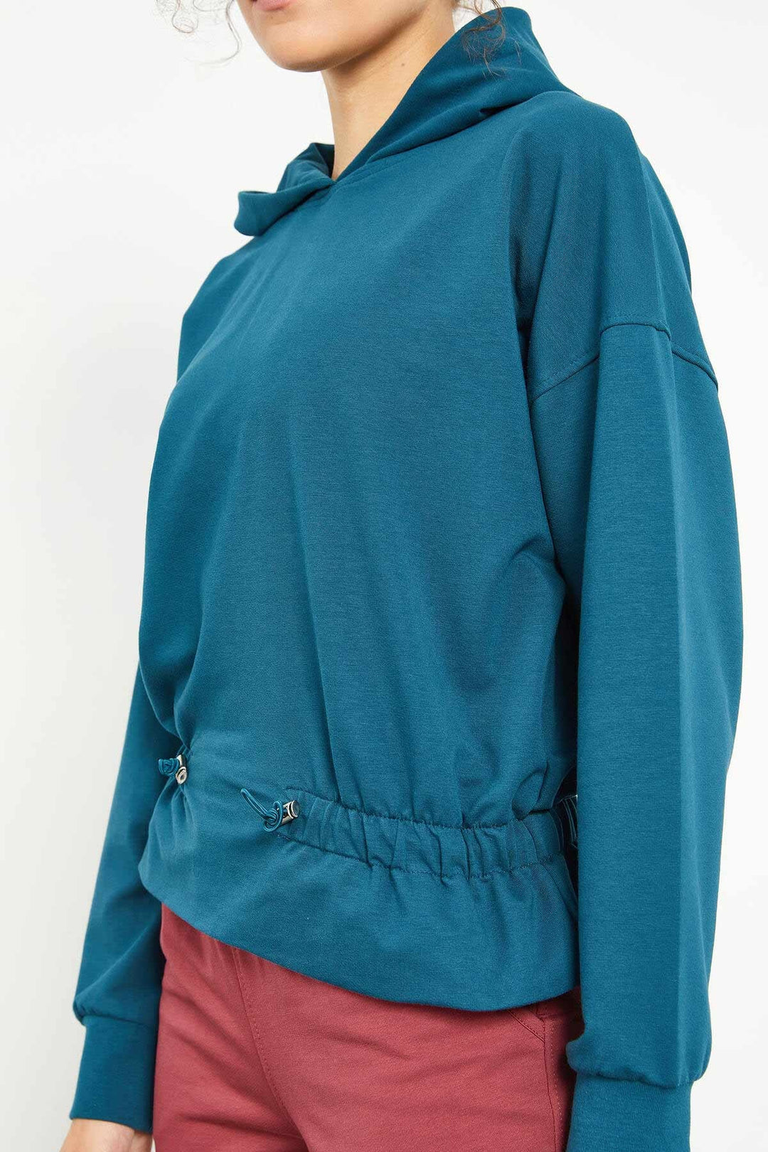 TMY Emerald Green Ruched Hooded Women's Oversized Sweatshirt - 97159 - Accrington