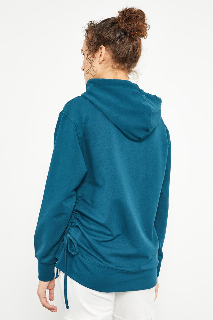 TMY Emerald Mixed Print Side Ruched Women's Oversize Sweatshirt - 97170 - Valencia