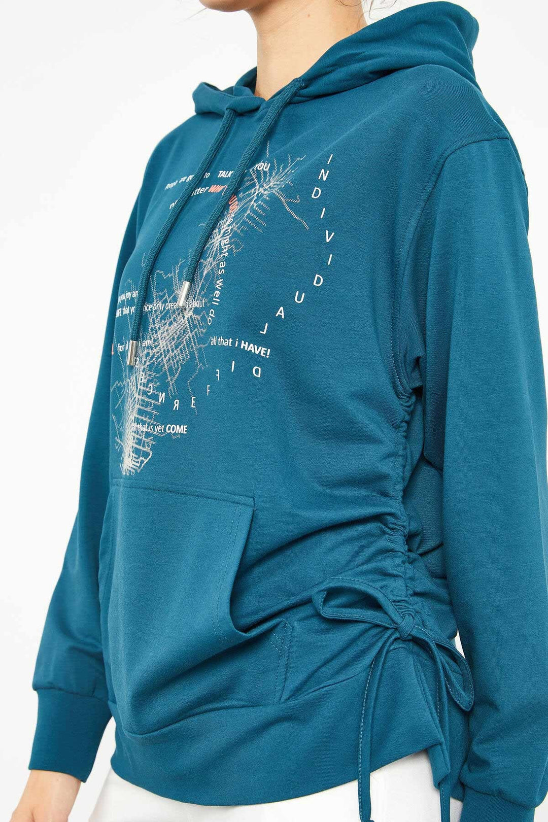 TMY Emerald Mixed Print Side Ruched Women's Oversize Sweatshirt - 97170 - Valencia