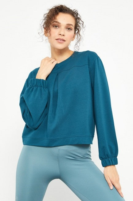 TMY Emerald Green Brushed O Neck Women's Oversize Sweatshirt - 97165 - Torrington