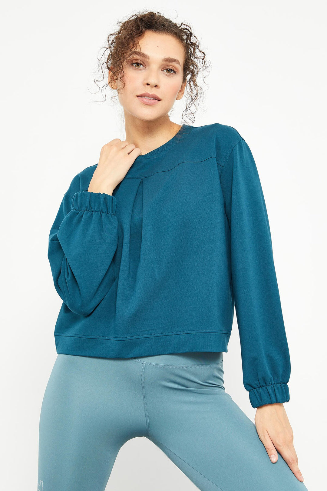 TMY Emerald Green Brushed O Neck Women's Oversize Sweatshirt - 97165 - Torrington