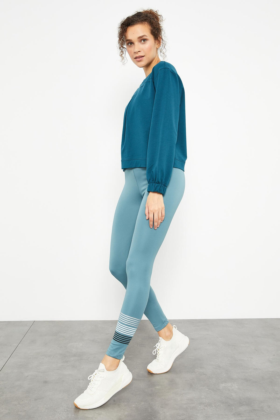 TMY Emerald Green Brushed O Neck Women's Oversize Sweatshirt - 97165 - Torrington