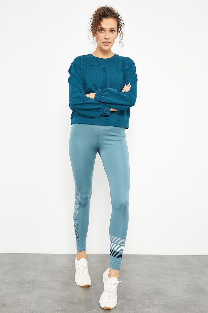 TMY Emerald Green Brushed O Neck Women's Oversize Sweatshirt - 97165 - Torrington