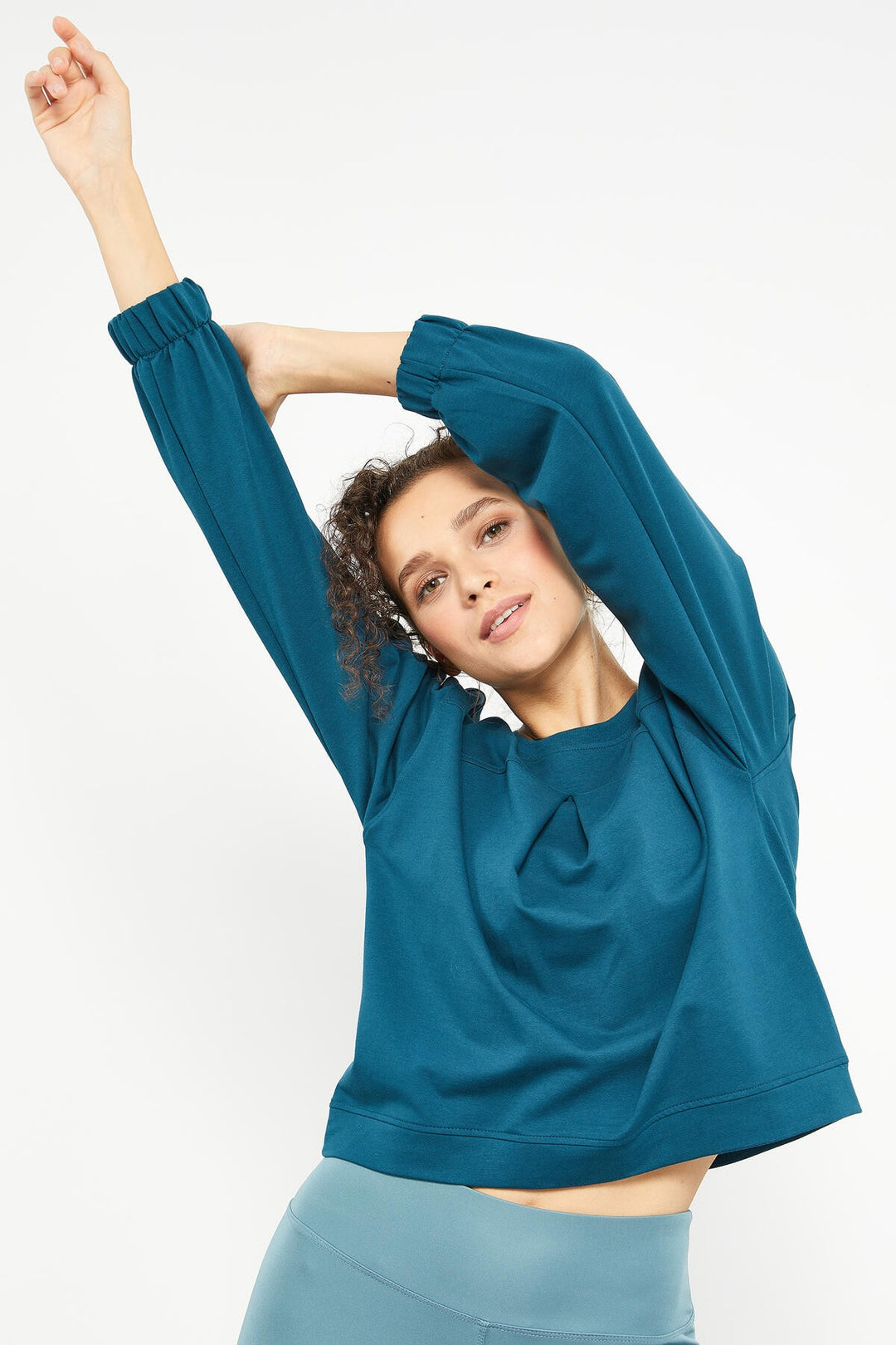 TMY Emerald Green Brushed O Neck Women's Oversize Sweatshirt - 97165 - Torrington