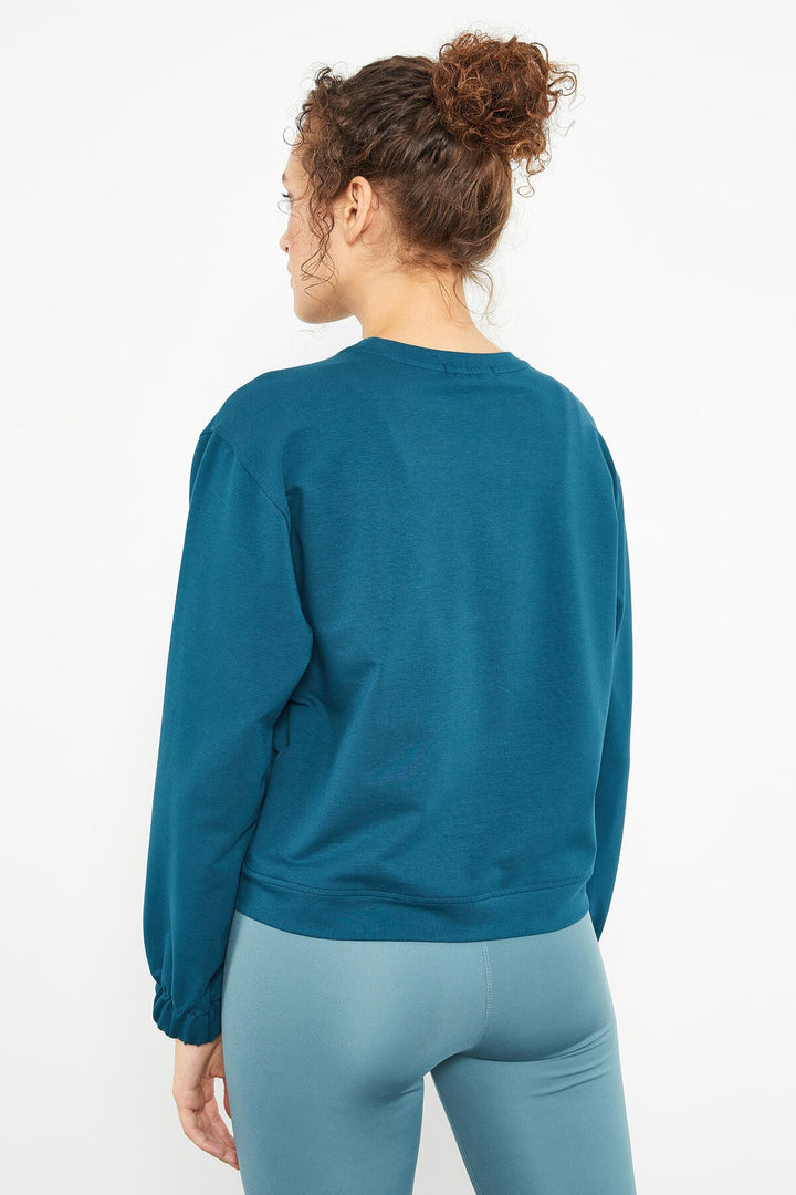 TMY Emerald Green Brushed O Neck Women's Oversize Sweatshirt - 97165 - Torrington