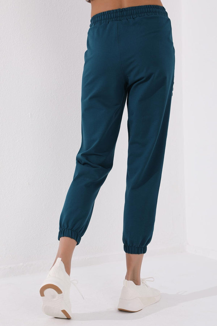 TMY Emerald Green Embroidered Comfort Fit Elastic Cuff Women's Sweatpants - 94571 - Las Vegas
