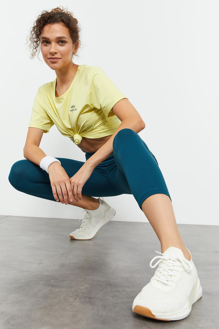 TMY Emerald High Waist Slim Fit Cropped Women's Capri Leggings - 93097 - Holland