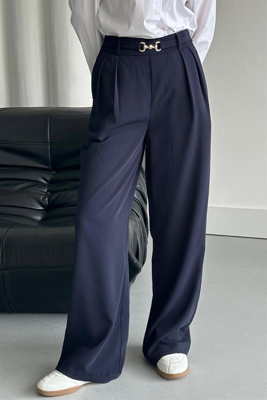 MDX Navy High Waist Wide Leg Women's Pants MG2297 - Girona