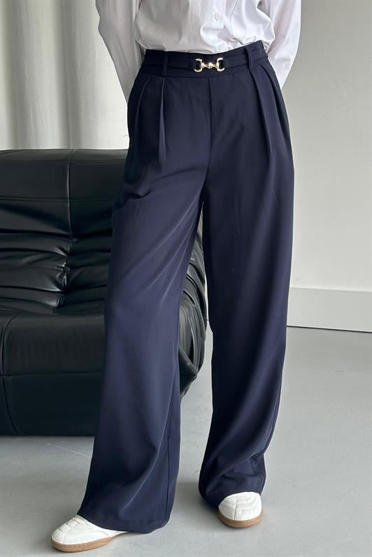 MDX Navy High Waisted Wide Leg Women's Pants MG2297 - Melun
