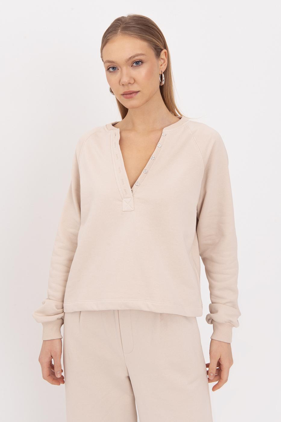 BSL Women Flap Cotton Sweatshirt - Goshen