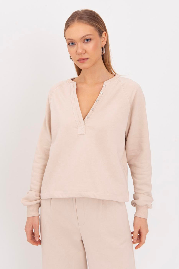 BSL Women Flap Cotton Sweatshirt - Goshen