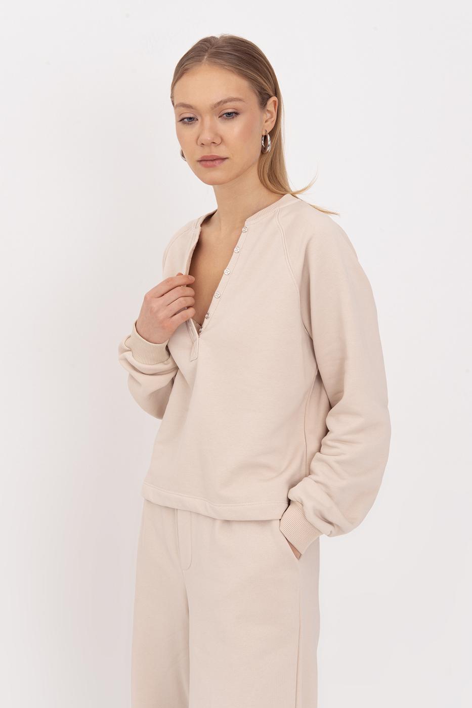 BSL Women Flap Cotton Sweatshirt - Goshen