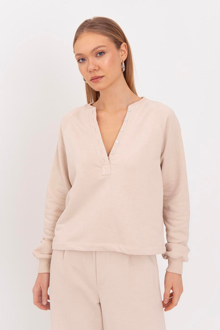 BSL Women Flap Cotton Sweatshirt - Goshen