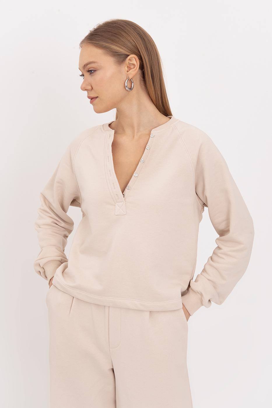 BSL Women Flap Cotton Sweatshirt - Goshen