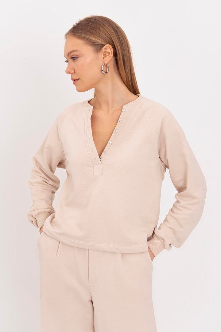 BSL Women Flap Cotton Sweatshirt - Goshen