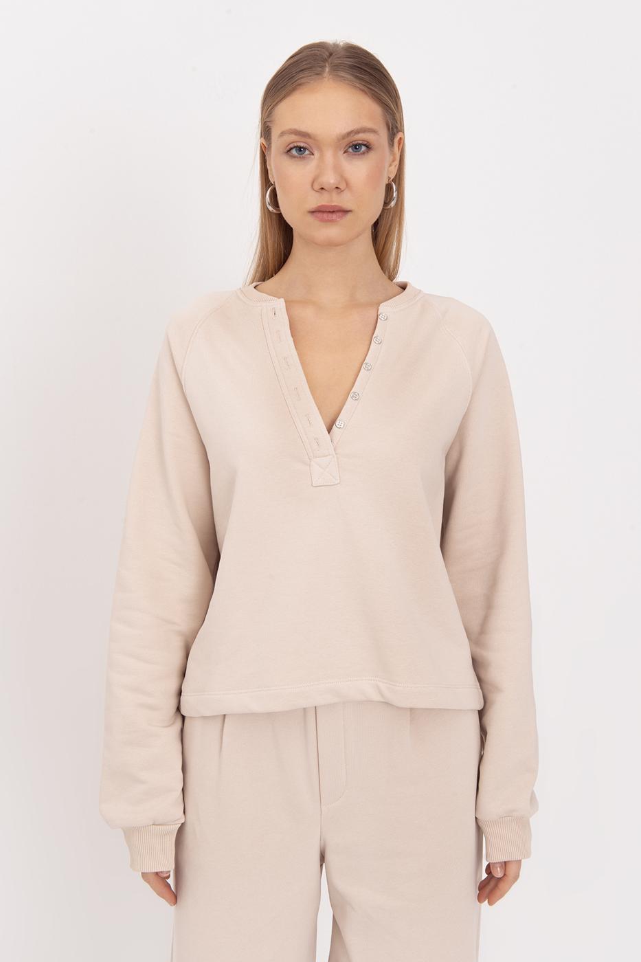 BSL Women Flap Cotton Sweatshirt - Goshen