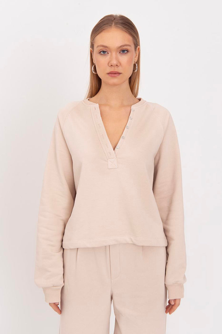 BSL Women Flap Cotton Sweatshirt - Goshen