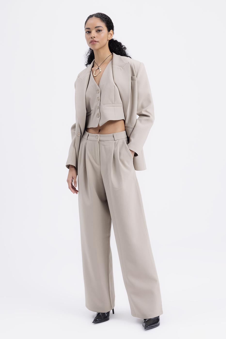 BSL Women Pleated Fabric Trousers - Smethwick