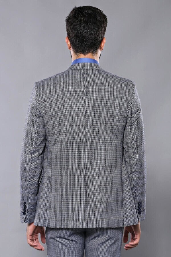 WSS Plaid Navy Slim-Fit Vested Suit  - Fort Myers