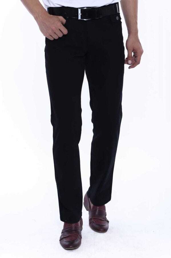 WSS Plain Covered Pocket Suede Black Men Pants  - Burlington