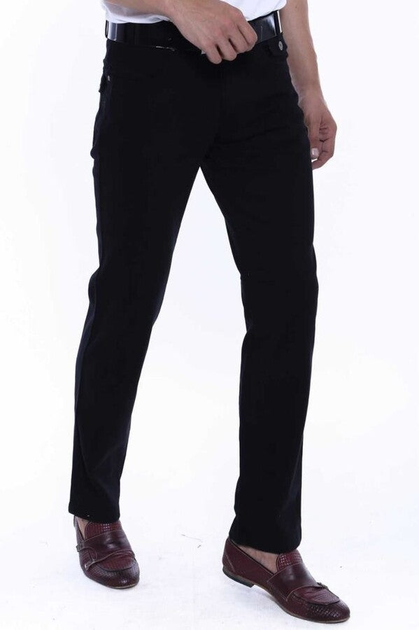WSS Plain Covered Pocket Suede Black Men Pants  - Burlington