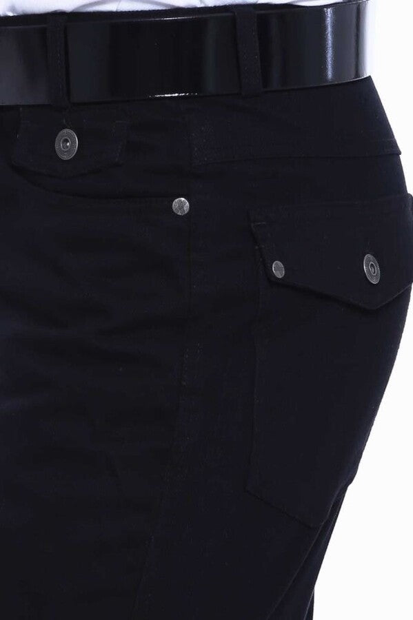 WSS Plain Covered Pocket Suede Black Men Pants  - Burlington