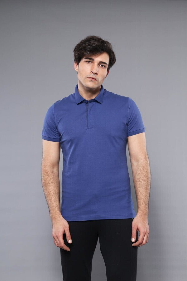 WSS Polo Plain Indigo Blue Men T-Shirt  - Crotone