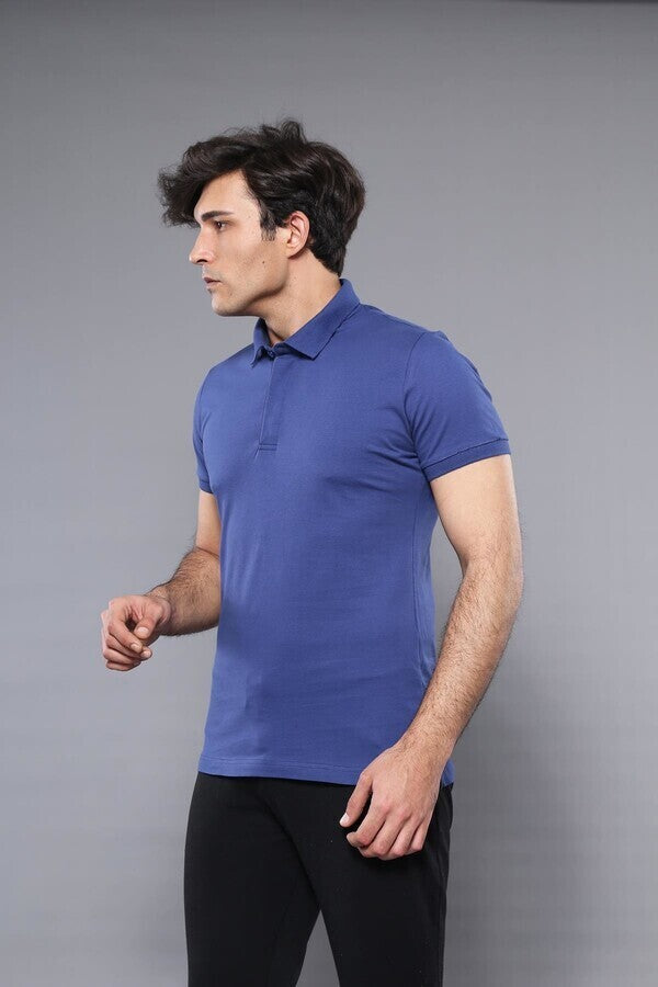 WSS Polo Plain Indigo Blue Men T-Shirt  - Crotone