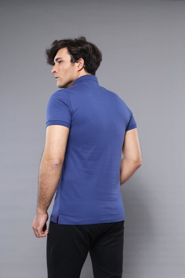 WSS Polo Plain Indigo Blue Men T-Shirt  - Crotone