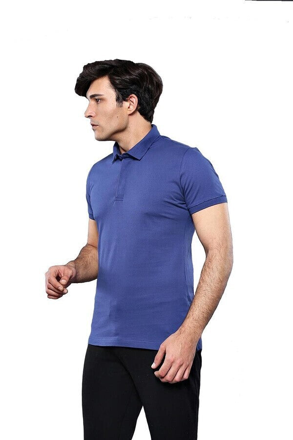 WSS Polo Plain Indigo Blue Men T-Shirt  - Crotone