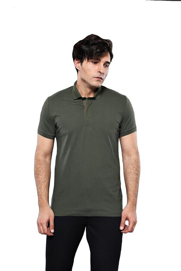 WSS Polo Plain Khaki Men T-Shirt  - Petaluma