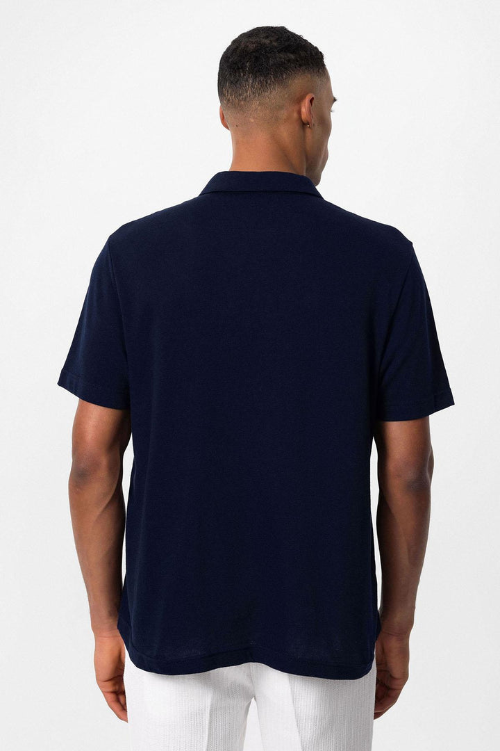ANT Polo Neck Zippered Men's T-Shirt - Silver Spring