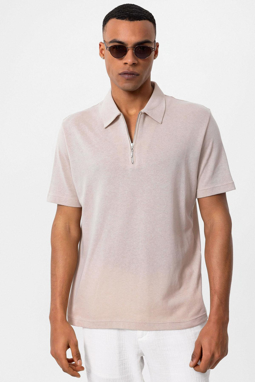 ANT Polo Neck Zippered Men's T-Shirt - Woodbridge