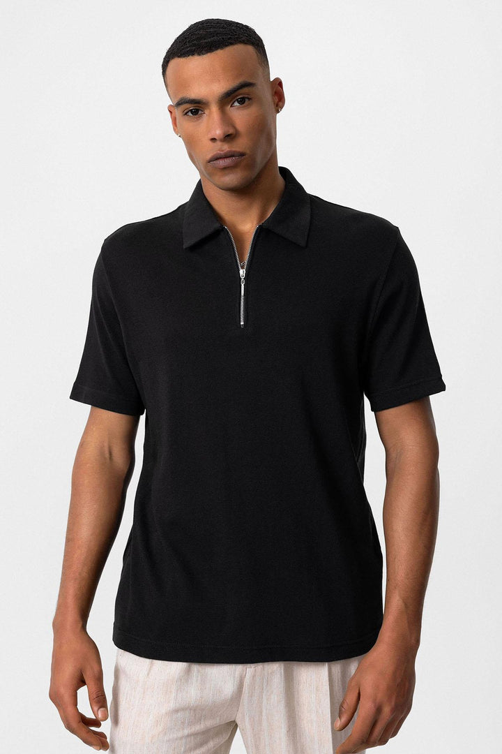 ANT Polo Neck Zippered Men's T-Shirt - Kaneohe