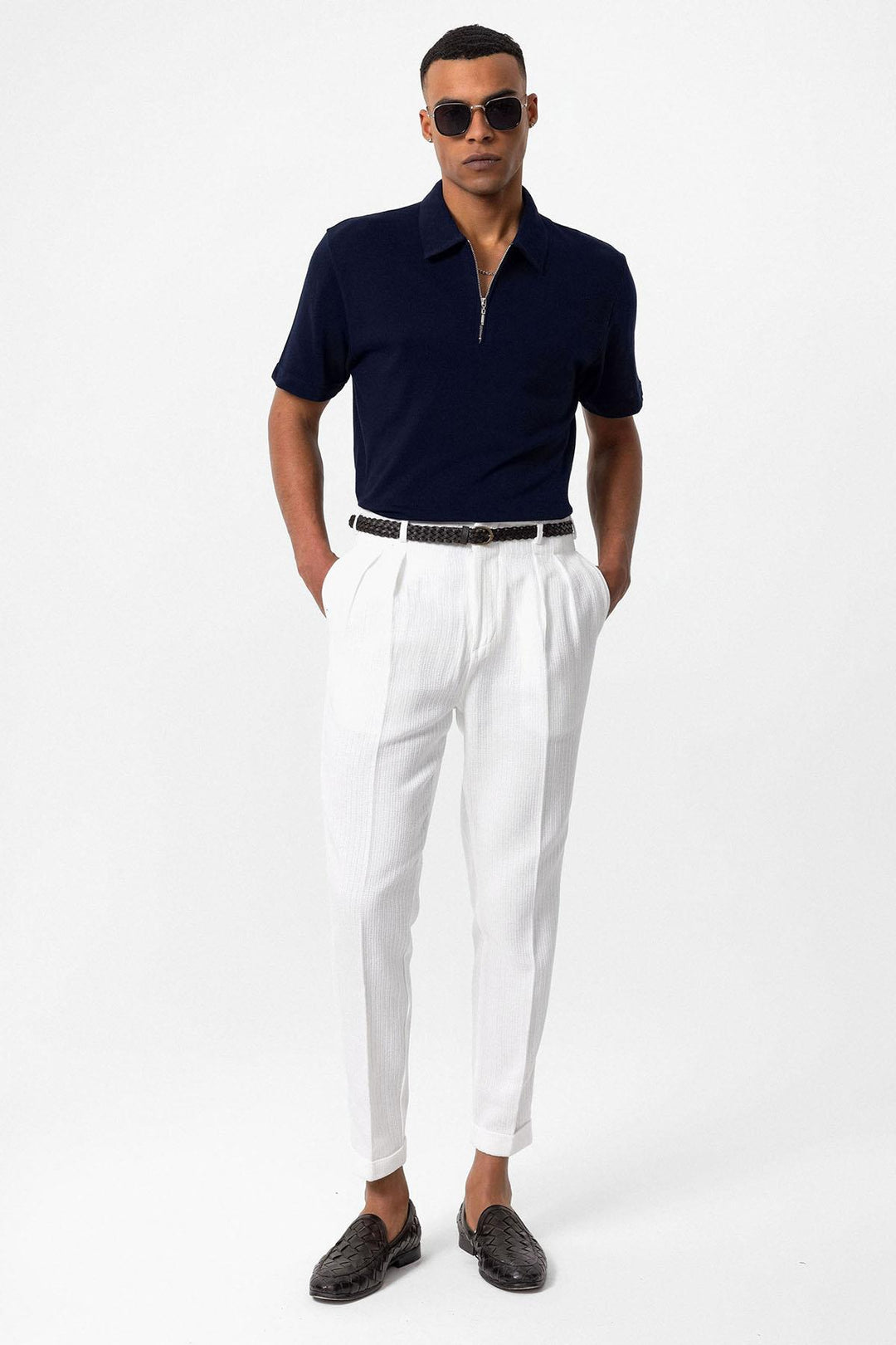 ANT Polo Neck Zippered Men's T-Shirt - Silver Spring