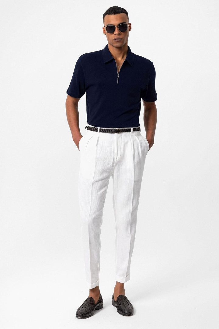ANT Polo Neck Zippered Men's T-Shirt - Silver Spring
