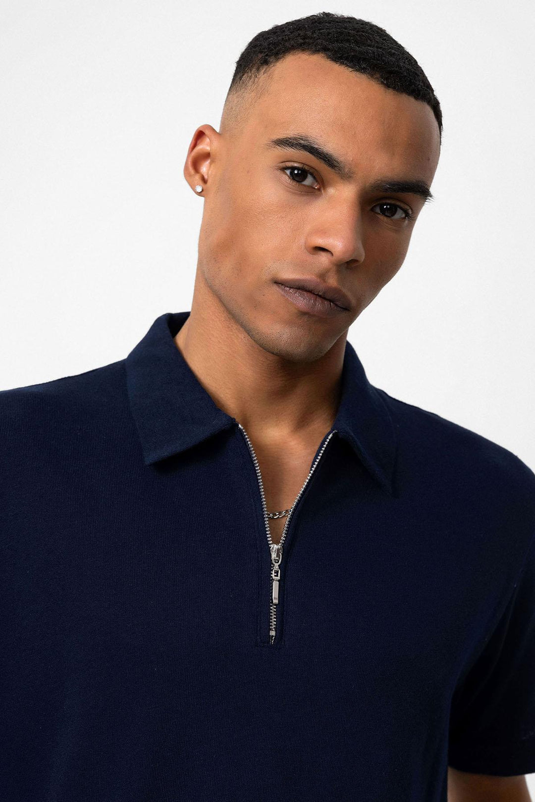 ANT Polo Neck Zippered Men's T-Shirt - Silver Spring
