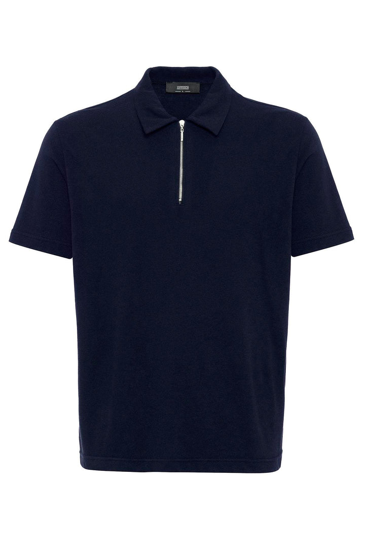 ANT Polo Neck Zippered Men's T-Shirt - Silver Spring