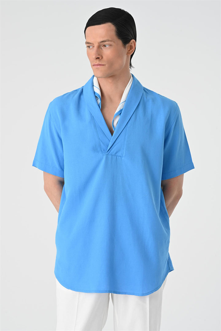 ANT Relax Fit Shawl Collar Short Sleeve Men's Shirt - Decatur