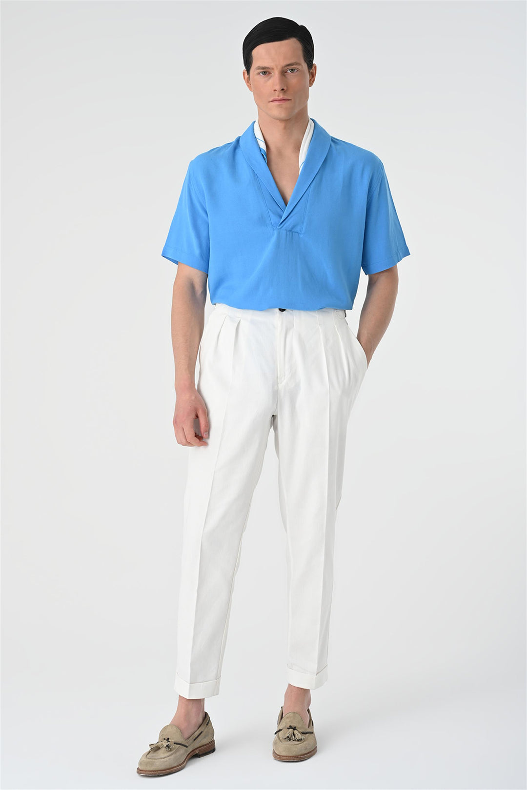 ANT Relax Fit Shawl Collar Short Sleeve Men's Shirt - Decatur