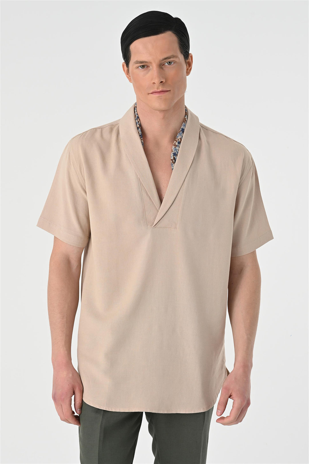 ANT Relax Fit Shawl Collar Short Sleeve Men's Shirt - La Presa