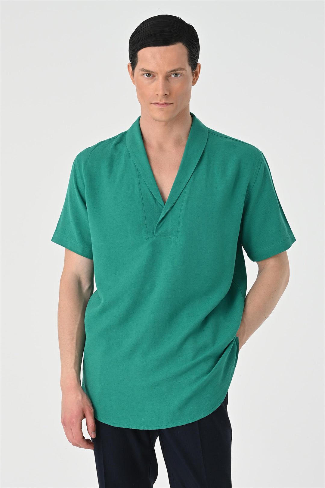 ANT Relax Fit Shawl Collar Short Sleeve Men's Shirt - Flensburg