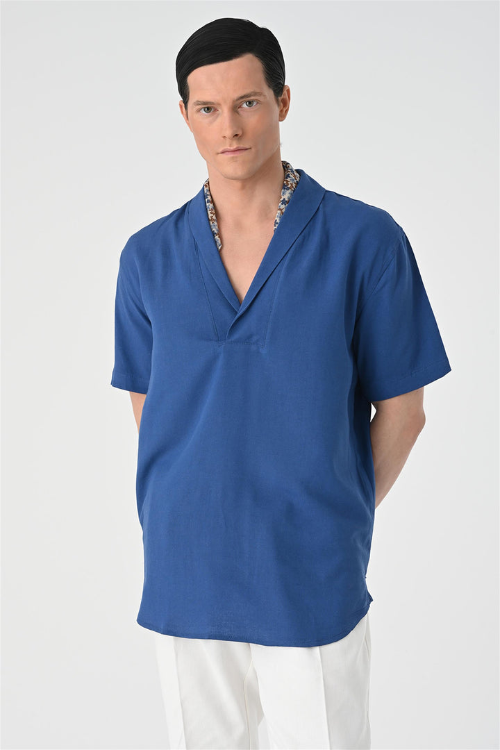 ANT Relax Fit Shawl Collar Short Sleeve Men's Shirt - Marion