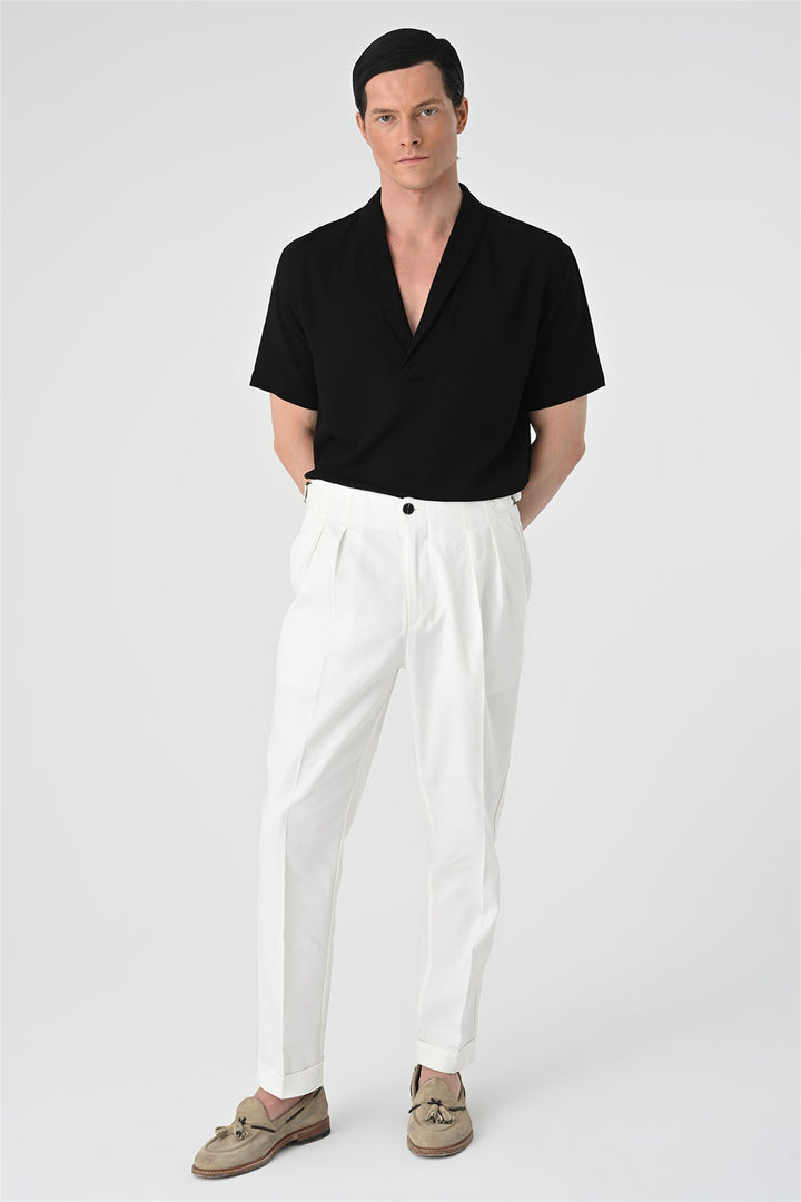 ANT Relax Fit Shawl Collar Short Sleeve Men's Shirt - Hoogeveen