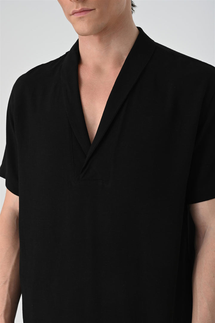 ANT Relax Fit Shawl Collar Short Sleeve Men's Shirt - Hoogeveen